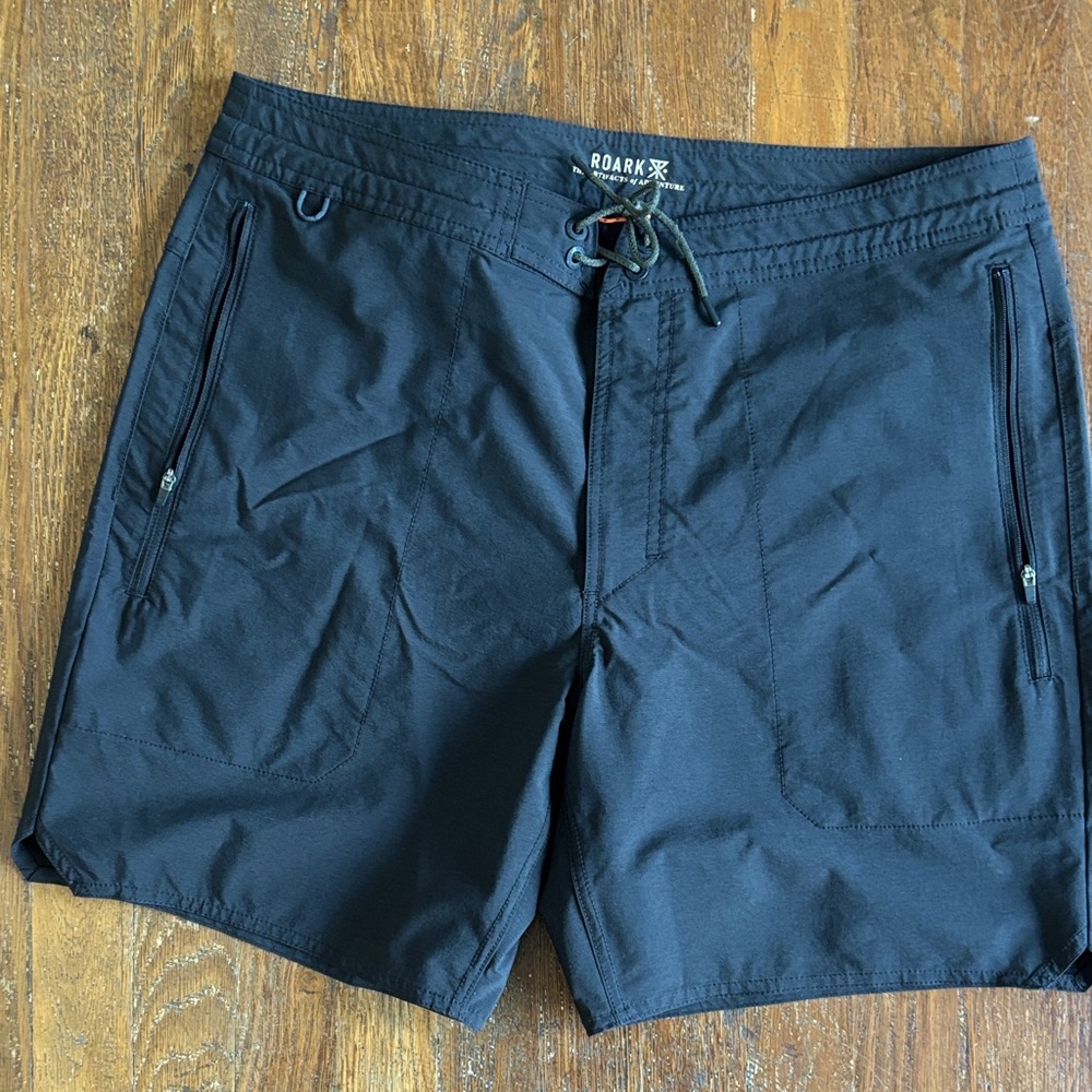 Roark Black Men's Swim Board Shorts with Zipper Pockets